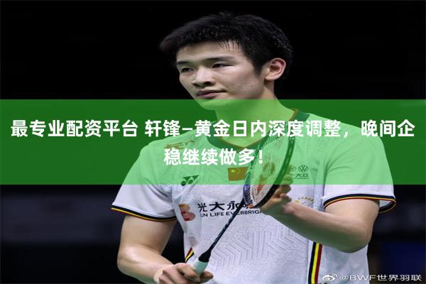 最专业配资平台 轩锋—黄金日内深度调整，晚间企稳继续做多！
