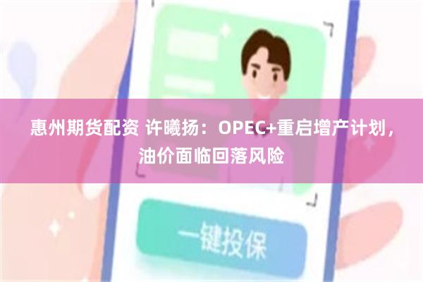惠州期货配资 许曦扬：OPEC+重启增产计划，油价面临回落风险