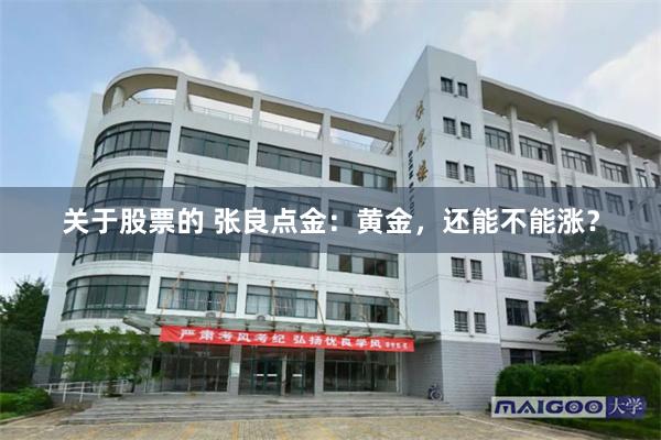 关于股票的 张良点金：黄金，还能不能涨？