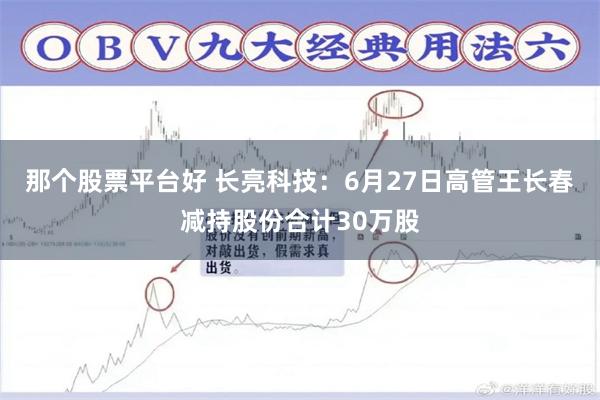 那个股票平台好 长亮科技：6月27日高管王长春减持股份合计30万股