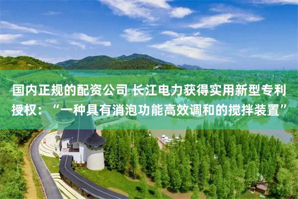 国内正规的配资公司 长江电力获得实用新型专利授权：“一种具有消泡功能高效调和的搅拌装置”
