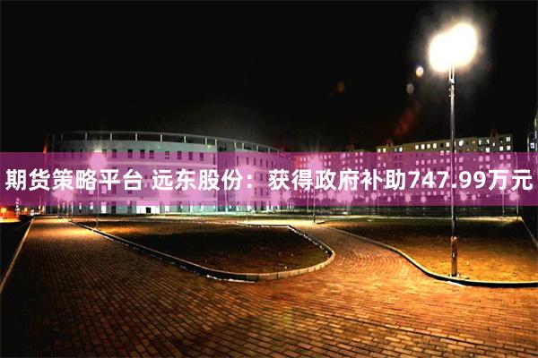 期货策略平台 远东股份：获得政府补助747.99万元