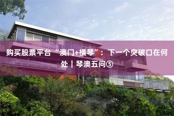 购买股票平台 “澳门+横琴”：下一个突破口在何处｜琴澳五问⑤